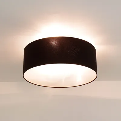 Produktbild von Runde Deckenleuchte Stoff Ø50cm Braun blendarm wohnlich 3x E27 Deckenlampe Wohnzimmer Schlafzimmer