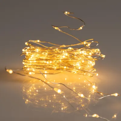 Image de Guirlande lumineuse à fil de 80 LED, 395 cm de long, lumière blanche chaude, idéale pour la décoration intérieure et extérieure