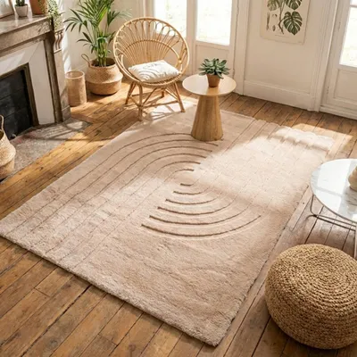 Produktbild von Hochflor Teppich - Carvy Curves Taupe