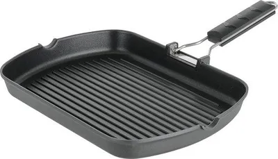 Produktbild von Famanu Grillpfanne mit Antihaftbeschichtung und klappbarem Griff - 34x24 cm