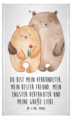 Produktbild von Mr. & Mrs. Panda handtuch gäste wc Bären Liebe - Weiß - Geschenk, baumwolle, Umarmung, Gäste-WC, frottierhandtuch, Frotteehandtuch, Gästetuch, Hochzeitstag, Umarmen