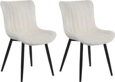 Imagen del producto de Conjunto de dos sillas – sillas para comedor – respaldo cómodo, fáciles de limpiar – color: crema | Material: suave