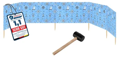 Image de Brise-vent et brise-vue Garronda pour plage, 6 m de long, avec marteau en caoutchouc GAEX001 (Marine-64, 6 m)
