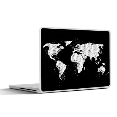 Produktbild von MuchoWow® Laptop Aufkleber Sticker Cover Weltkarte - Marmor - Schwarz - Weiß 36.5x27.5 cm - Laptop-Sticker