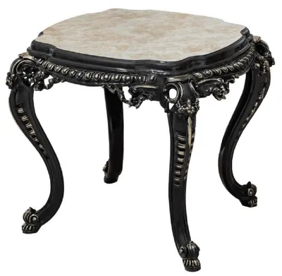 Produktbild von Casa Padrino Luxus Barock Beistelltisch Weiß / Beige / Schwarz / Gold - Handgefertigter Massivholz Tisch im Barockstil - Luxus Wohnzimmer Möbel im Barockstil - Barock Möbel - Edel & Prunkvoll