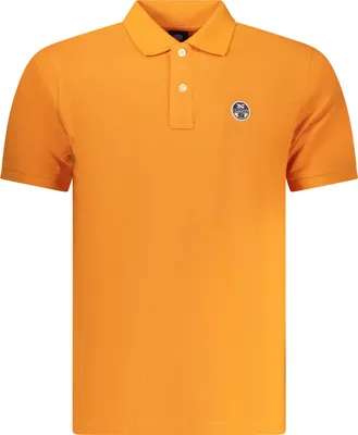 Image de Polo à manches courtes pour homme, orange, avec boutons et application