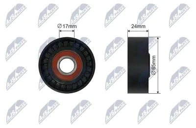 Produktbild von NTY RNK-AU-057 Spannrolle Keilrippenriemen 65mm für VW Golf VII Schrägheck (5G1, BQ1, BE1, BE2) Polo Schrägheck (6R1, 6C1) Passat Variant (3G5, CB5)