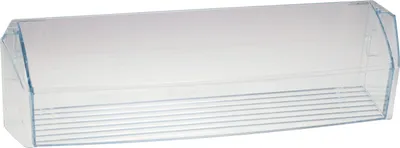 A clear plastic shelf or bin.