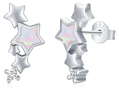Image de Boucles d'oreilles en argent sterling 925, modèle étoile, pour femmes