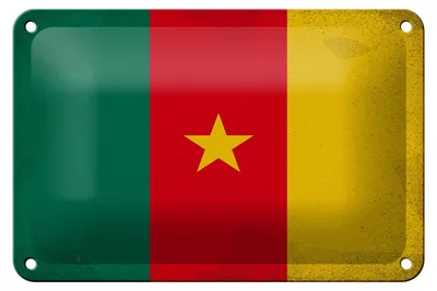 Produktbild von Blechschild Flagge Kamerun 18x12cm Flag of Cameroon Vintage