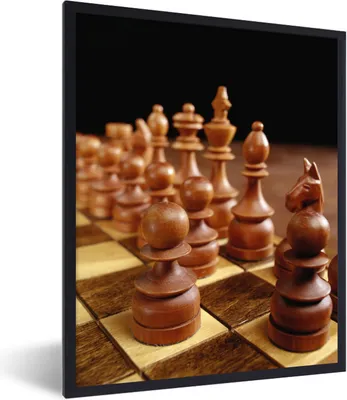 Produktbild von MuchoWow® Gerahmtes Poster Eine Nahaufnahme der Schachfiguren 60x80 cm - Poster mit Schwarzem Bilderrahmen Wandposter Rahmen Foto Bilder - Premium - Wanddeko Wohnzimmer