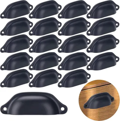 Produktbild von 20 Stück Vintage Muschelgriffe Schublade Eisen Griffe, Schwarzer Muschelgriff für Kabinett Schubladen Schrank Apothekerschrank