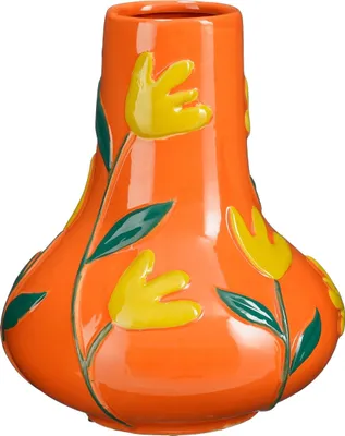 Image de Mica Decorations Vase Ava - 25x25x30 cm - Céramique - Orange