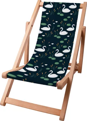 Produktbild von Dreamroots Kinder Liegestuhl klappbar Holz, bis zu 130 kg, Sonnenliege klappbar mit 3-stufiger Neigungsregulierung der Rückenlehne, River Birds