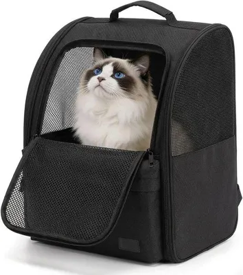 Produktbild von Hundetransporttasche - Schwarz - 30 x 27 x 41,5 cm - Robuste Transporttasche mit Netzfenster - Für kleine Haustiere