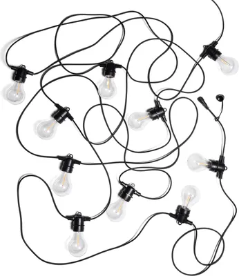 Produktbild von Set Girlande Außen 10m Schwarz + 10 LED Glühbirnen Filament E27 24V Schwarz