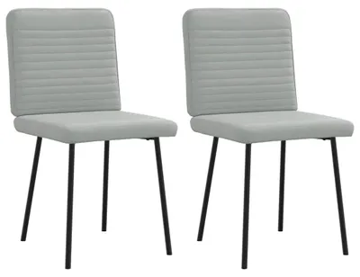 Image de Ensemble de 2 chaises de salle à manger, tissu velours gris clair, structure en métal et bois