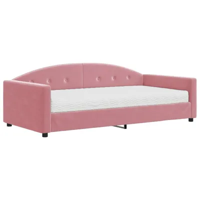 Image de vidaXL Lit de jour avec matelas rose 100x200 cm velours