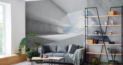 Zdjęcie produktu dla Fototapeta Abstrakcja Dekoracja Nowoczesna Betonowe Kształty Geometryczne 3D do Salonu 405x270cm