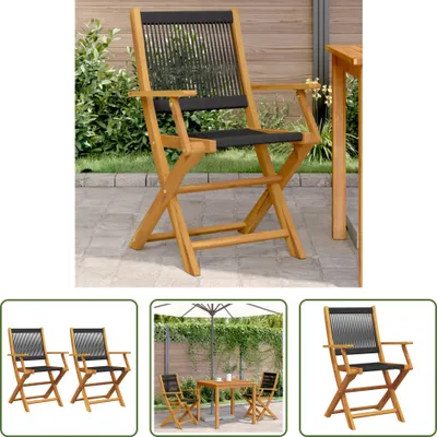 Immagine prodotto di The Living Store sedie da giardino 2 pezzi nere in legno massiccio di acacia e polipropilene