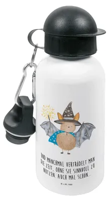 Produktbild von Mr. & Mrs. Panda Trinkflasche Fledermaus Zauberer - Weiß - Geschenk, Kita, Trinkbehälter, Wasserflasche, Fledermäuse, Reinsteigern, Lustige Sprüche, Kinder, Magier