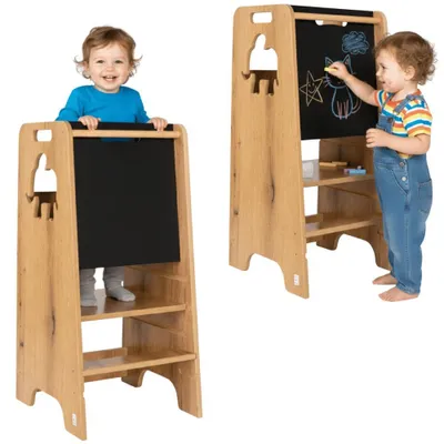 Zdjęcie produktu dla Pomocnik kuchenny VERK.design 80cm kitchen helper z zasuwą podest regulowany stołek edukacyjny dla dzieci brązowy słonik