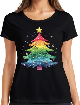 Produktbild von Weihnachtsbaum LGBTQ - Weihnachten Weihnachtsgeschenk Christmas Damen T-Shirt, Schwarz, 3XL