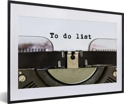 Produktbild von MuchoWow® MuchoWow® Gerahmtes Poster Schreibmaschine - Vintage - To do Liste 60x40 cm - Poster mit zchwarzem Bilderrahmen - Schlafzimmer - Plakat in Rahmen - Drucken