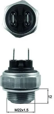Productafbeelding van Temperatuurregelaar voor ventilator, M22x1.5, 2-polig, 85°C-75°C, MAHLE, geschikt voor onder andere ALFA ROMEO 75