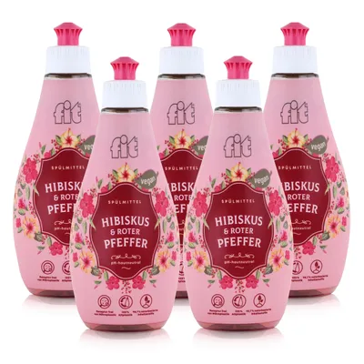 Produktbild von fit Spülmittel Hibiskus & roter Pfeffer 400ml - Geschirrspülmittel (5er Pack)