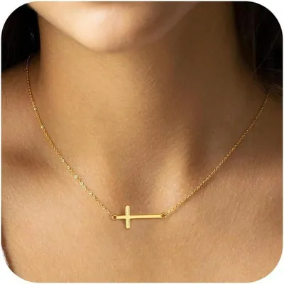 Produktbild von TINGN Kreuz Kette Goldkette Damen 14K Vergoldet Layered Choker Halskette Modeschmuck