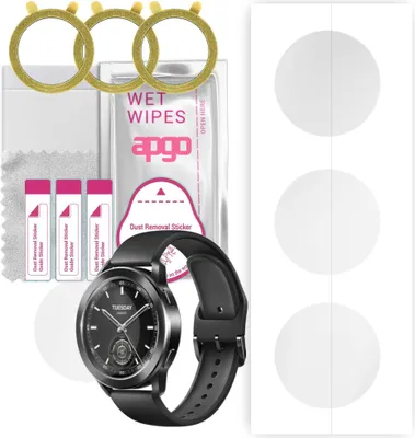 Produktbild von apgo 3 Stück Schutzfolie, klar, kompatibel mit Xiaomi Watch S3 Smartwatch, Hydrogel Displayschutzfolie mit Positionierhilfe, Displayfolie, robust und kratzfest