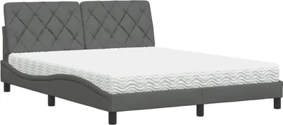 Produktbild von Bett mit Matratze Dunkelgrau 160x200 cm Stoff