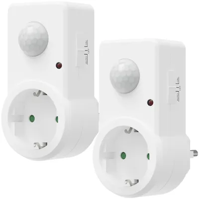 2er-Set Zwischenstecker mit Bewegungsmelder, 120°, 9 m, weiß