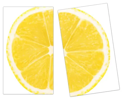 Produktbild von Spritzschutz Herdabdeckplatte Schneidebrett aus Glas Zitronenscheibe 2-Teilig (60x52cm)