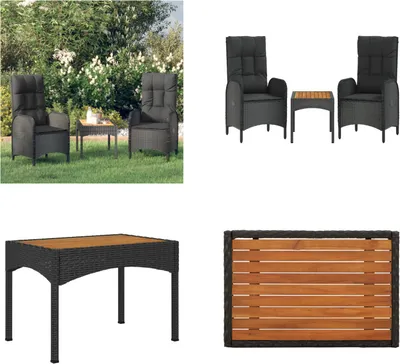 Image de vidaXL 3 pcs. Garden Lounge Set with Coussins Black Poly Rattan - Garden Lounge Set - Garden Lounge Sets - Garden Lounge Set - Lounge Set