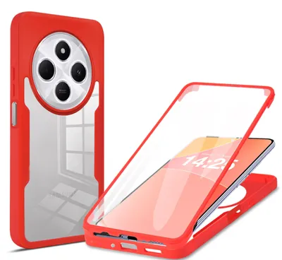 Produktbild von 360 Grad Rundum Schutz Handyhülle für Xiaomi Redmi 14C Full Cover Vollschutz Case Farbe: Rot
