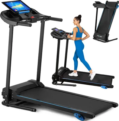 Produktbild von Gymtek® Laufband für Zuhause, Walking Pad, Treadmill - bis 120 kg, 10 km/h - Klappbar, 16 Trainingsprogramme, LCD-Display - Fitness, Home Gym