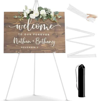 Productafbeelding van Inklapbare ezel 160 cm - Schildersezel - Verstelbaar - Bruiloften - Presentaties - Posters - Kunsttentoonstellingen - Binnen en buiten - Wit