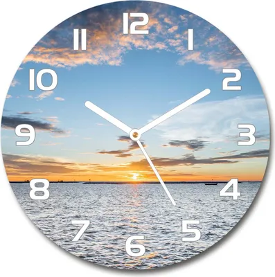 Produktbild von Wanduhr aus Glas 30fi Glasbild Glasuhr Gehärtetes Glas - weisse-zeiger - Twilight by the sea