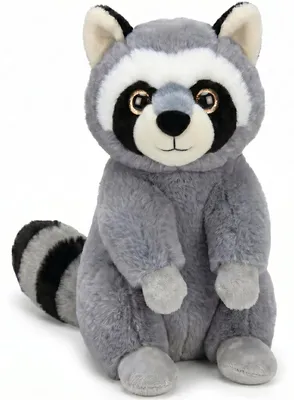 Produktbild von TE-Trend Waschbär Plüschtier sitzend 27 cm Bär Kuscheltier grau mit Glitzeraugen