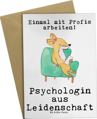 Produktbild von Mr. & Mrs. Panda jubiläumskarte Psychologin Leidenschaft - Weiß - Geschenk, osterkarte, Grußkarte, weihnachtskarten, einladungskarten, hochzeitskarten, vatertagskarte