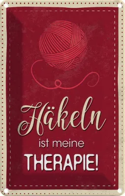 Produktbild von vianmo Blechschild 30x20 cm Häckeln ist meine Therapie Sport Hobby Spruch Zitat