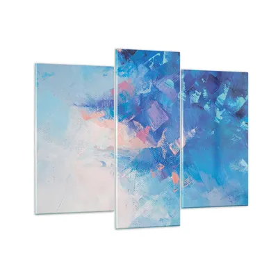 Produktbild von Bilder auf glas - 3 Teile - Abstraktion blau gemalt - 130x100cm - Glasbilder - Wandbilder - Bilder - zum Aufhängen bereit - Wanddekoration aus Glas - Glas Bilder - Wandbild auf Glas - GCB130x100-4570