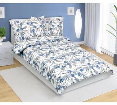 Obrázek produktu pro Krepové povlečení - 140x220 cm. 70x90 -  modrá