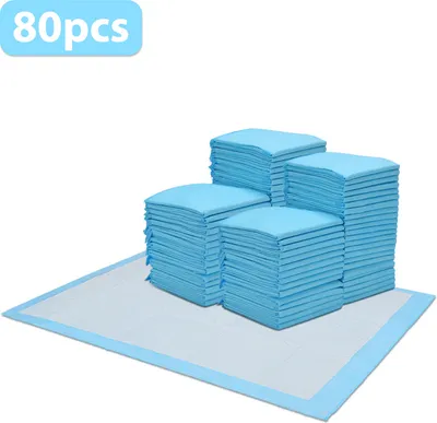 Produktbild von Fiqops 80X Welpenunterlage 60X60cm Hunde-Pads Training Pads saugstark Welpentoilett Katzen Hundeklo