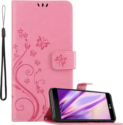 Produktbild von Cadorabo Hülle für LG X POWER Schutz Hülle in Rosa Schutzhülle Handy Hülle Etui Case Blumen Flower