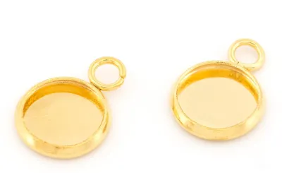 Produktbild von Vintageparts Fassungen mit Öse für 8 mm Cabochons mit 18k Goldbeschichtung 2 ...