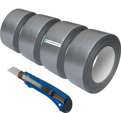 Produktbild von 4x Gewebeklebeband silbergrau Panzertape Gaffaband 48 mm x 50 m + Cuttermesser