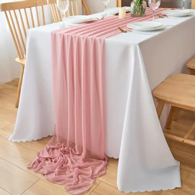Produktbild von Tischläufer Chiffon Altrosa 77 x 300 cm Dekorativ für Hochzeiten & Partys